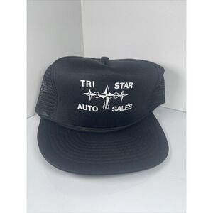 Vintage Tri Star Auto Sales Black Mesh Snapback Hat Cap Rope Cars Mohrs